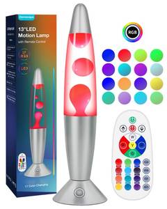 lot 12072 image: 17 Colors Changing Liquid Motion Lamp with Remote 13.5 LED Night Light for Kids Adults - Relaxing Table lamp for Bedroom Office - Glitter Mood Lighting for Home Decor Christmas Decorations Indoor (Used)