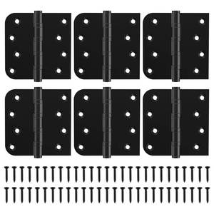 lot 12075 image: KOLET Ball Bearing Door Hinges, 4 x 4 Inches Black Door Hinges, Heavy Duty Stainless Steel Hinges, Square and 58 Radius Corner, Smooth and Quiet, Non Removable Pin, Matte Black, 6 Pack