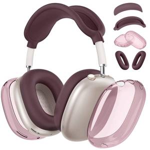 lot 12078 image: Silicone Case Cover for AirPods Max 2, Clear Soft TPU Ear Cups CoverEar Pad Case CoverHeadband Cover for AirPods Max 21 (202620242020), Transparent Accessories for Apple AirPods Max, Burgundy