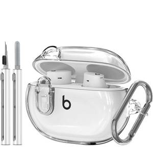 lot 12095 image: Compatible with Beats Studio BudsStudio Buds Plus Case Cover Clear 20212023 Men Lock Clip with Cleaner Kit, Protective Cover for New Beats Studio Buds  Wireless Earbuds Case with Keychain, Clear