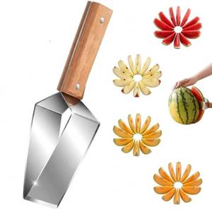 lot 12101 image: ChampionCraze Watermelon Slicer, Stainless Steel Triangle Cutter with Wooden Handle, for Watermelon, Cantaloupe, Apples, and More (1, Single-Style Watermelon Knife) (1)