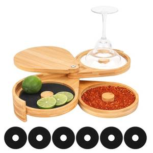 lot 12119 image: Bamboo Margarita Salt Rimmer Set �� 5.5 Inner Diameter Tray �� 3-Tier Rotating Glass Rimmer with 6 Sponges, Cocktail Rimmer for Salt, Sugar & Taj�n, for Home Bars, Parties & Bartenders