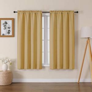 lot 12123 image: Lecloud Bessie Gold Curtains 54 Inch Length 2 Panels Set, Light Filtering Curtains Faux Linen Textured Drapes for Bedroom Living Room, Soft Airy Rod Pocket Window Treatments, Each 30 W x 54 L