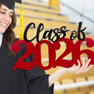 lot 12148 image: Class of 2026 Wooden Sign Graduation Decorations - Red 2026 Grad Photo Booth Prop & Party Decor