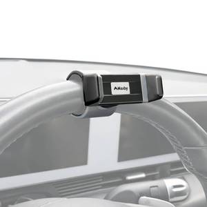 lot 12151 image: Maxby Steering Wheel Phone Holder Mount for Parked Use, Universal Clamp Fits Most Phones, 360° Rotating Adjustable Bracket, Quick Attach Detach, Hands-Free Viewing for Waiting and Meals in the Car
