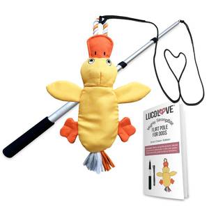 lot 13479 image: LUCOLOVE Flirt Pole for Dogs Heavy Duty - Multi-Sensory Tough Chase Toy for Medium & Large Breeds �� Extra Strong 35 Dog Teaser Wand for Backyard Play, Training and Interactive Fun (Duck)