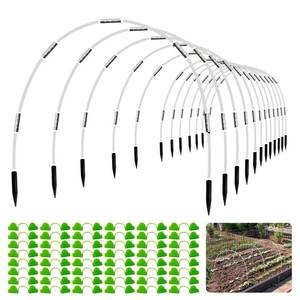lot 13480 image: 8FT Rust-Free Fiberglass Garden Hoops -72 PCS DIY Grow Tunnel Kit for Raised Beds, Row Cover Support with ConnectorsClips, Sun Shade &Year-Round Plant Protection, White