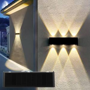lot 13484 image: Mrzxy Solar Fence Lights 3000K Warm Aluminum Solar Lights Outdoor Waterproof Dusk to Dawn Up Down for Outside, Yard, Porch, House, Wall