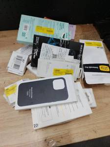 lot 13487 image: Mixed iPhone Case and Electronic Accessory Lot �� Apple Silicone iPhone 14 Pro Max, OtterBox Defender Pro, Tidal iPhone 15 Pro Max, Body Glove, MagSafe Compatible Case