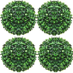 lot 13496 image: Hotop 4 Pcs 7 Inch Artificial Plant Topiary Ball 4 Layers Garden Spheres Boxwood Balls Artificial Topiaries Spheres Decorative Plants for Backyard, Balcony, Garden, Indoor Outdoor Decor(Green)