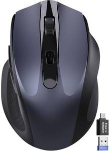 lot 14109 image: Wireless Mouse for Laptop, 2.4GHz Computer Mouse with USB-A Port &USB-C Adapter, Cordless Office Mice with 6 Buttons & 3 Level DPI for Small to Medium Hands, Work with PC, Desktop, Tablet - M21