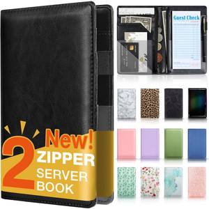 lot 14111 image: Forvencer Server Book, 2 Zipper Pocket, Server Books for Waitress, Waitress Book for Servers, Fits Waitress Apron, Guest Book, Waitress Accessories, Serving Book,Receipt Holder, Black