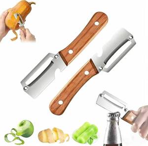 lot 14126 image: Premium Vegetable Peeler, 2026 New 2 in 1 Multi Functional Vegetable Peeler with Bottle Opener and Wooden Handle Stainless Steel Blade Kitchen Tool(2PCS)