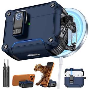 lot 14127 image: Inesore Compatible with AirPods Pro Case,Secure Lock & Phone Stand Design,Compatible with MagSafe,Automatic Snap Switch Secure Cover (Dark Blue,for AirPods Pro 1st2nd)