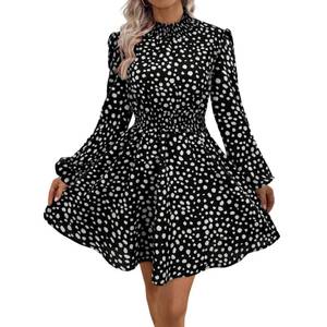lot 14142 image: Womens Casual Dresses Long Sleeve Mini Floral Brown Dress for Work Holiday Party Elegant Boutique Dresses