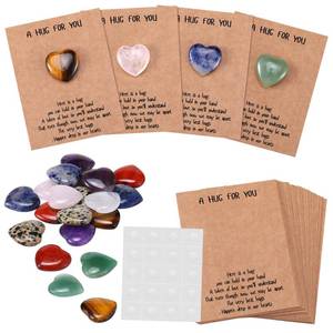 lot 14160 image: Motiskyy 40 Sets Pocket Hug Token Hug Small Gift Bulk Cards with Heart Shape Natural Stones Keepsake Exchange Relationship Cards for Colleagues Family Distance Social Celebration(Classic)