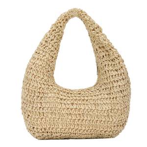 lot 14185 image: GOKTOW Women Hand Carry Only Straw Bag, Crescent Summer Beach Purse, Soft Faux Straw Tote 2025