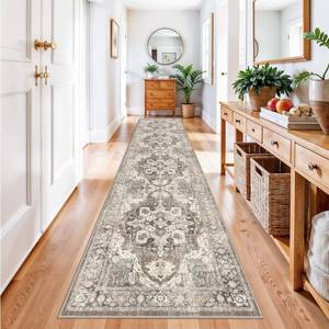 lot 17486 image: 3x15 Hallway Runner Rug Washable Soft Thin Kitchen Rugs for Indoor Entryway Vintage Non-Slip Stain Resistant 15ft Long Carpet Home Decor Floor Mat for Bedroom Living Room(BeigeBrownGrey, 3x15)
