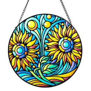 lot 18222 image: (Lot of 2) Sunflower Sun Catcher Stained Glass Window Hanging, 7.9inch20cm Stained Glass Sun Flower Decor, Sunflower Lover Gift for Women, Men, Wife, Lovers, and Mom