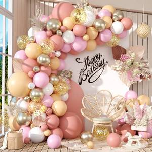 lot 18225 image: Blush Pink Balloon Arch Kit, Dusty Pink Balloon Garland Kit, White Nude Champagne Balloons, Gold Confetti Balloons For Girls Princess Women Birthday Baby Shower Party Wedding Bridal Shower Decoration