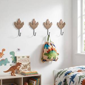 lot 18228 image: (One Broken, See Photo) Leinuosen 4 Pcs Dinosaur Decor Wall Hooks Wooden Dinosaur Towel Coat Hooks Wall Mounted Dino Foot Hang Shelf Decorations for Bathroom Bedroom Room Home