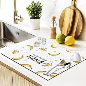 lot 18245 image: JFFTLL Nana Gifts Dish Drying Mat, Nana Grandma Gifts from Grandkids, Cute Banana Absorbent Dish Drainer Reusable Washable Drying Mat Pad for Kitchen Counter, 12�15 Inch