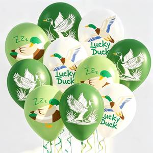 lot 18273 image: 30Pcs One Lucky Mallard Duck Latex Balloons for Boys 1st Birthday PartyOne Lucky Duck Birthday DecorationsMallard Duck Baby Shower DecorationsDuck Hunting First Birthday Boys Gone Hunting Theme