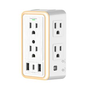 lot 18276 image: NEXBRILANT Multi Plug 6 Outlet Surge Protector Extender with 3 USB Ports (1 USB C) and Night Light, 3-Sided Power Strip with Adapter Spaced Outlets, ETL Listed, 1050 Joules for Home Office Bedroom