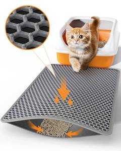 lot 18281 image: Powools Cat Litter Mat - 23.2 x 14.6 Small Litter Box Mat with Double Layers, Urine-Proof and Non-Slip Litter Trapping Mat, Easy to Clean Kitty Litter Mats for Floor, Scatter Control, Grey