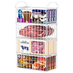lot 19716 image: MSERCUOR Freezer Organizer Bins, 4 Pack Stackable Deep Chest Freezer Organizer Bins, Foldable Baskets with Handles, White Storage Container Baskets for 5 7 Cu.FT Sort Frezen Meats