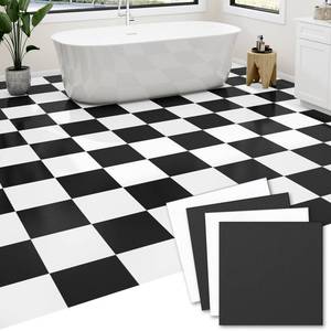lot 19746 image: ZRJT 30-Pack 30 Sq.Ft Peel and Stick Floor Tiles Vinyl Matte Pattern Flooring, 12 x 12 Self Adhesive Vinyl Flooring DIY for Kitchen, Bathroom, Laundry, Pure Black&Pure White