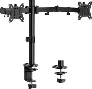 lot 19758 image: ErGear Dual Monitor Stand, Heavy Duty Adjustable Monitor Desk Mount for 2 Screens up to 32 Inches, Fully Adjustable Height, Tilt, Swivel, Rotate, Supports 17.6 lbs per Monitor Arm, Easy Installation