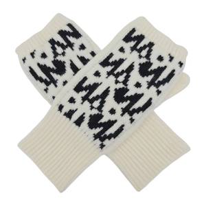 lot 20048 image: BRUCERIVER Womens Winter Knit Soft Fingerless Mitten Gloves Geometry Design On Top White One Size
