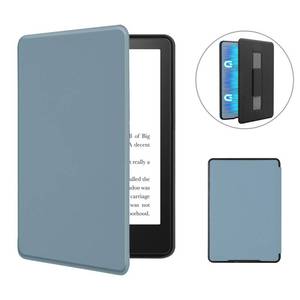 lot 20069 image: MOROCK Magnetic Back Shell Case for 6.8 Kindle Paperwhite and Paperwhite Signature Edition (11th Generation, 2021), Slim Lightweight PU Leather Cover with Hand Strap, Auto SleepWake, Misty Blue