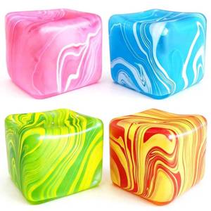 lot 20073 image: 4 Pack (2.2 Inch) Slow Rise Fidget Toys,Squishies Ice Cube Shape, Sensory Toy for Kids, Stress Relief Squeeze Balls, Easter Basket Stuffers for Boys Girl(BluePinkGreenOrange)