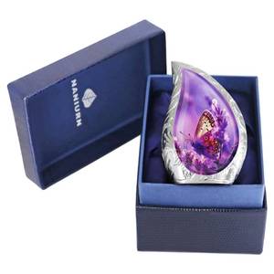 lot 20076 image: NANIURN Small Urns for Human Ashes Keepsake, Cremation Urn for Ashes for Women & Men, Purple Butterfly and Lavender, Mini Teardrop Decorative, Human Urns for Female - Brass Miniature Tear Drop Urn
