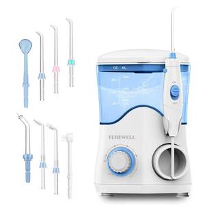lot 20085 image: TUREWELL FC162 Water Dental Flosser for TeethBraces,10 Pressure Levels, 8 Water Jet Tips for Family, 600ML Electric Water Dental Oral Irrigator for Teeth-Clean (White) (Attachments Missing)