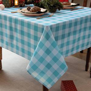 lot 20087 image: Essifunia Red Gingham Christmas Plaid Tablecloth - Rectangular 58x102 Inch Water Resistant Table Cloth for IndoorOutdoor Use - Holiday Table Cover for Kitchen, Picnics, and Parties (RED AND BLACK)