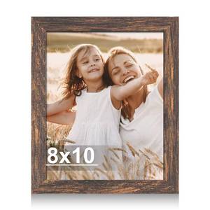 lot 20114 image: Hongkee 8x10 Picture Frame, Made of Real Glass and Wooden Frame, Horizontal and Vertical Display for Wall or Tabletop (Rustic Brown, 1 Pack)