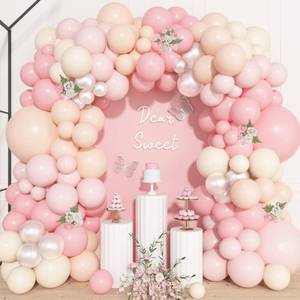 lot 20150 image: Ouddy Life 157 Pcs Pink Balloons Arch Garland Kit, Light Pastle Pink Ivory Pearl Sand White Nude Balloons Different Size for Wedding Birthday Bridal Shower Gender Reveal Mothers Day Decorations