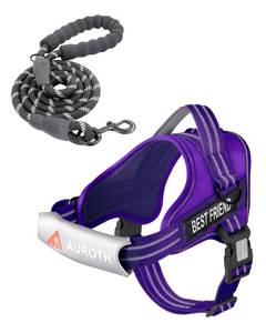 lot 20158 image: AUROTH Dog Harness and Leash Set, Soft Padded Service Dog Vest with 5.25FT Dog Leash, No Choke, Easy On Pet Vest, Adjustable Reflective No Pull Pet Vest Medium Sized Dog, Easy Walking and Training