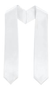 lot 20165 image: TngHui Plain Graduation Stole 60 Long Rich In Color & Customization Is Acceptable White