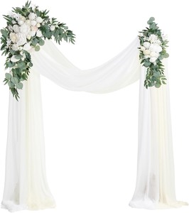 lot 3260 image: Wedding Arch Flowers Kit Reception Decorations Artificial Flowers Chiffon Drapes