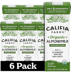 lot 11099 image: Califia Farms Organic Almond Milk Unsweetened 6 Count 32 FL OZ