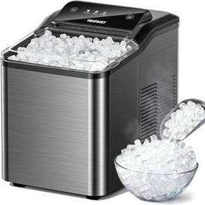 lot 13506 image: VIBOFROST Nugget Ice Maker Countertop, Fast 35lbs24H Sonic Pebble Ice Machine, Self-Cleaning Anti-Scale System, Stainless Steel Portable Ice Maker for Home, Kitchen, RV, 10 Cleaning Packets