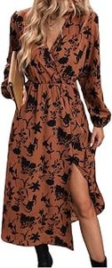 lot 20039 image: FIMARSTED Wedding Guest Dress Fall Womens V Neck Long Sleeve Slim Fit Formal Dress for Fall Photoshoot Outfits Winter Weddings Autumn Dress Orange (2XL)