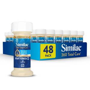 lot 1625 image: Similac 360 Total Care Infant Formula, Has 5 HMO Prebiotics, Our Closest Prebiotic Blend to Breast Milk, Non-GMO, Baby Formula, Ready to Feed, 2-fl-oz Bottle, Pack of 48