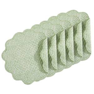 lot 1626 image: HOMBYS Quilted Placemats Set of 6 Washable Round Placemats for Kitchen Table-100% Cotton Fabric 14 Inch Round Table Mats, Cotton Fabric with Microfiber Filling, (14x14, White & Green Flower)