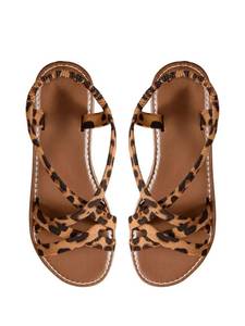 lot 1639 image: GORGLITTER Womens Leopard Strappy Flat Sandals Cheetah Ankle Strap Open Toe Summer Going Out Dressy Sandal 2026 Multicolor 8