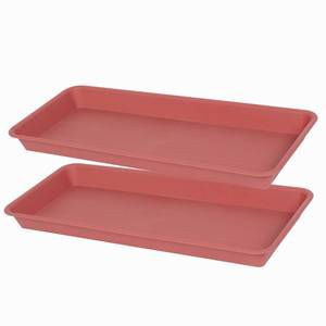 lot 2331 image: VUWEZ 2 Pack Plastic Plant Trays - Rectangular 17 18 inch, IndoorOutdoor Plant Water Drip Trays for Flower Planters, Windowsill (7.8 x 17.5, Terracotta)